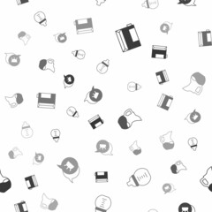 Set Paper package for kefir, Baby milk in bottle, Milk jug pitcher and Udder on seamless pattern. Vector