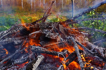 fire in the fireplace