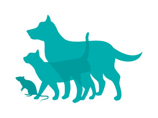 Dog, cat and rat silhouette icon vector. Pets from side silhouette icon vector isolated on a white background. Domestic animals together vector
