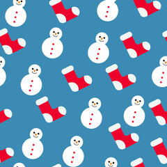 vector seamless new year pattern. flat pattern image with snowman and sock