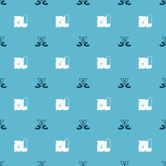 Set Crossed pirate swords and Pirate treasure map on seamless pattern. Vector