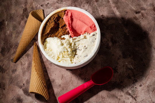 A Kilo Pot Of Ice Cream With Various Tastes