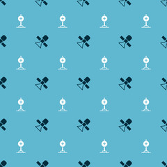 Set Satellite and Location with cross hospital on seamless pattern. Vector