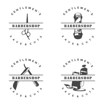 barber shop  emblems badges and labels banners