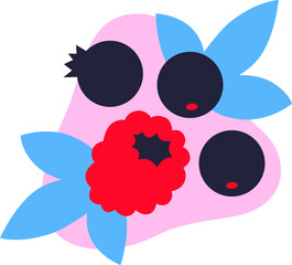 Berries icons, logo. Vector flat abstract fruit. Funny colored typography poster, apparel print design, cafe menu decoration. Isolated. EPS 10.	