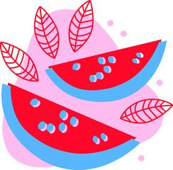 watermelon icons, logo. Vector flat abstract fruit. Funny colored typography poster, apparel print design, cafe menu decoration. Isolated. EPS 10.	