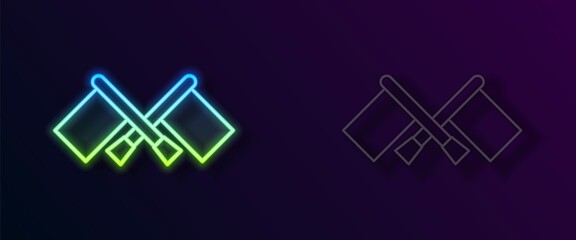 Glowing neon line Flag icon isolated on black background. Location marker symbol. Vector