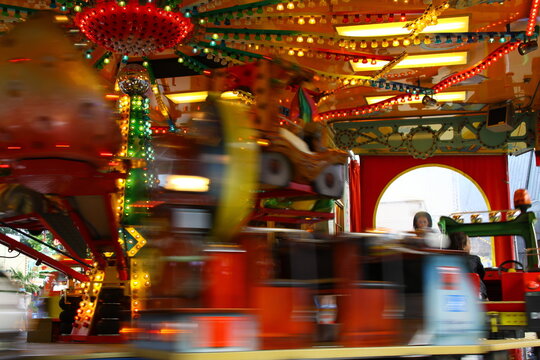Children's carousel, fair, Libori, August 2021, Paderborn, NRW, Germany, motion blurred,