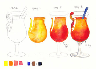Teaching drawing a cocktail picture