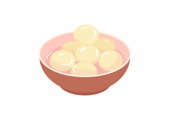 Chinese sweet rice balls. Vector cartoon illustration.