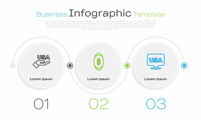 Set line USA Independence day, American Football ball and . Business infographic template. Vector
