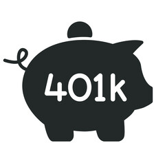 401K retirement plan piggy bank vector icon
