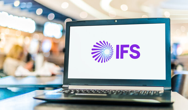 Laptop computer displaying logo of IFS AB