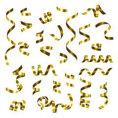 Yellow ribbons isolated on white background.