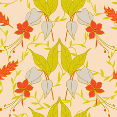 seamless pattern, motif, print, red, orange, green