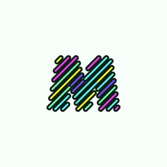 Modern Colorful M Letter element logo design template. Cute comic alphabet icon Vector Illustration perfect for your visual identity.