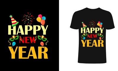 Happy new year lettering. handwritten typography vector design template