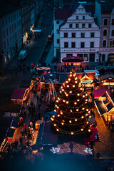 cityscape from above with cristmastree