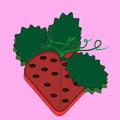 An illustration of a strawberry with love tendrils