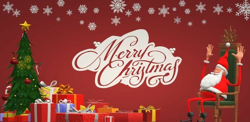 christmas banner with santa claus , happy new year