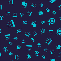 Set Thimble for sewing, Leather, and Needle bed and needles on seamless pattern. Vector