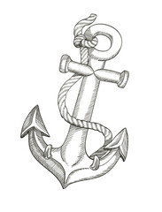 Anchor, hand drawing , sketch.