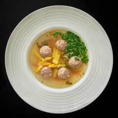 Meatball soup potatoes bouillon