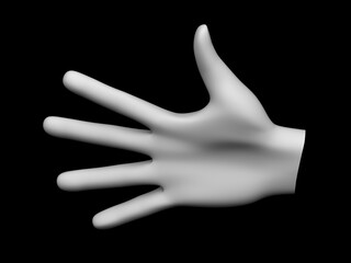 Three-dimensional model of human hand isolated on black background. 3D illustration.