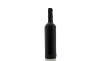 isolate bottle of red wine on white background