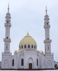 Fototapeta na wymiar White mosque in Bulgar city. Bulgar city is the capital of the ancient Volga Bulgaria. Tatarstan republic, Russia