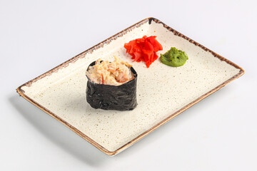Japanese sushi gunkan with prawn