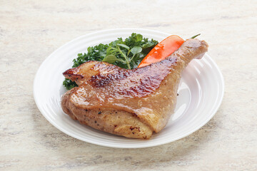Roasted duck leg with orange sauce