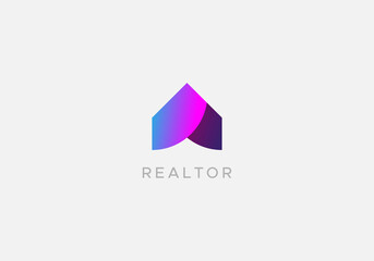 Modern Real estate Home Broker Realtor Minimalistic Gradient Flat Abstract Icon Logo Design Vector Template