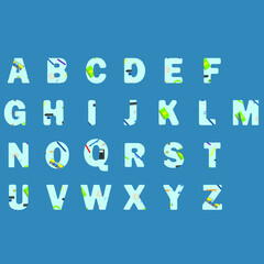 Alphabet . School education. Textural letters. vector alphabet set