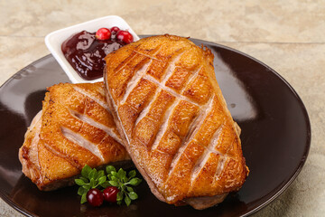 Roasted duck breast with sauce