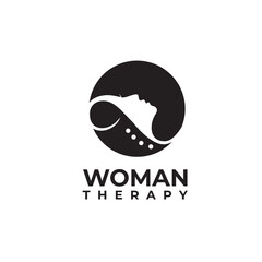 Woman physical therapy head and neck massage logo design