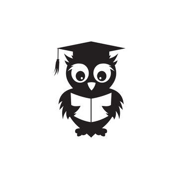 Owl bird read book logo design for education