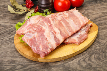 Raw pork ribs for cooking