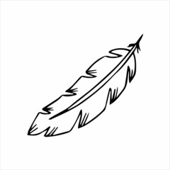 bird feather hand drawn doodle black and white