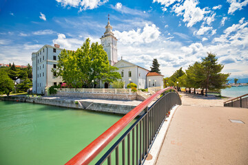 Crikvenica. Church of the Assumption of the Blessed Virgin Mary and Crikvenica waterfront view,...