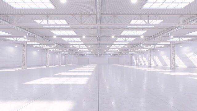 Empty exhibition space. backdrop for exhibitions and events. 3D render. Tile floor. Marketing mock up. 4K video.	