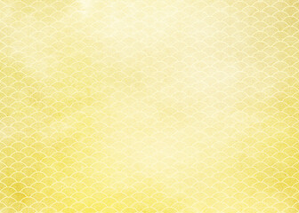 Line art background with gold scales. Japanese washi paper texture with gold scale pattern.
