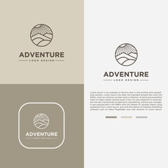 logo design template, with mountain icon, suitable for nature adventure brand