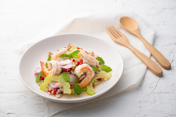 Bitter melon and shrimp salad,Thai herb food