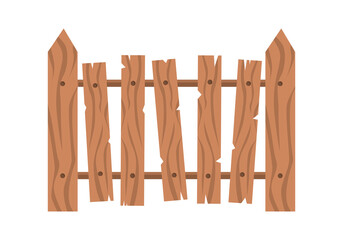Wooden garden fence in vector
