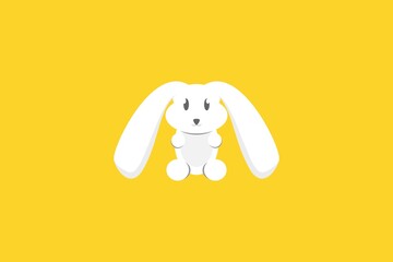 Cute Rabbit Animal Flat Illustration