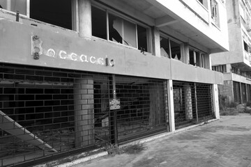 Varosha, once famous beach resort destination is now spooky ghost town, now only with few tourist and restricted beach .12.07.2021 Famagusta, Northern Cyprus