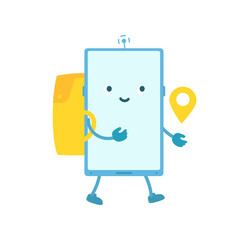 Phone character. Courier delivery. Vector illustration.