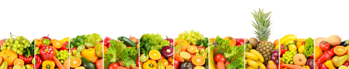 Fototapeta na wymiar Natural background from vegetables and fruits separated by vertical lines.