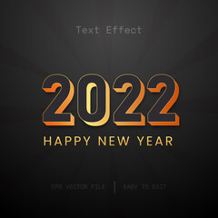 Happy new year 2022 3d text editable style effect template 